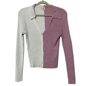 Abercrombie & Fitch Two-Tone Cardigan - White and Purple